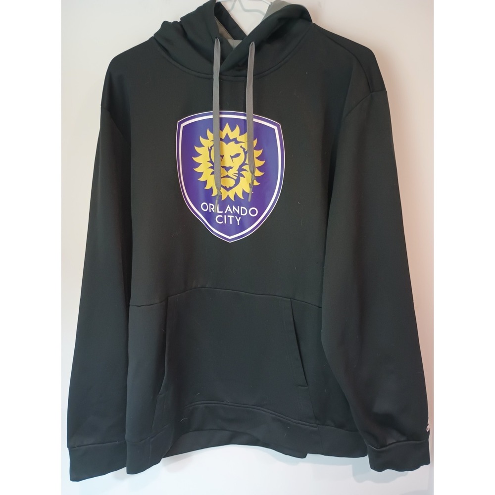 Orlando City SC Adidas Climawarm Men's Size L Pullover Hoodie MLS Black Stitch